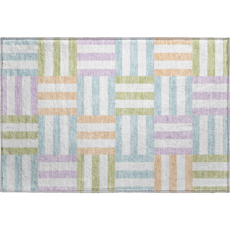 Premium Machine Washable Mayfield AMF2332 Geometric Rug, 1'8" x 2'6", Pearl