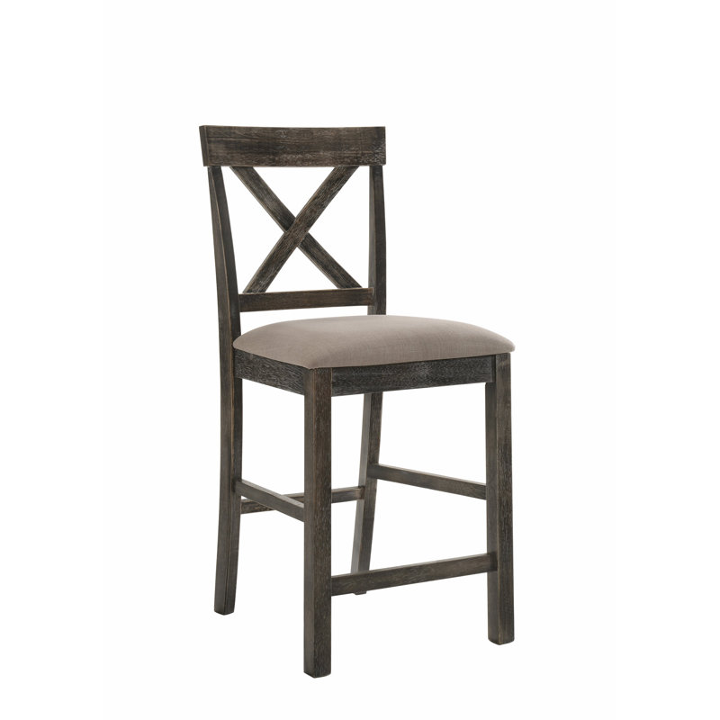Linen & Weathered Gray Finish Counter Height Chair (Set Of 2)