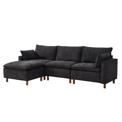 108.5" Modular Sectional L Shape Sofa with Movable Ottoman