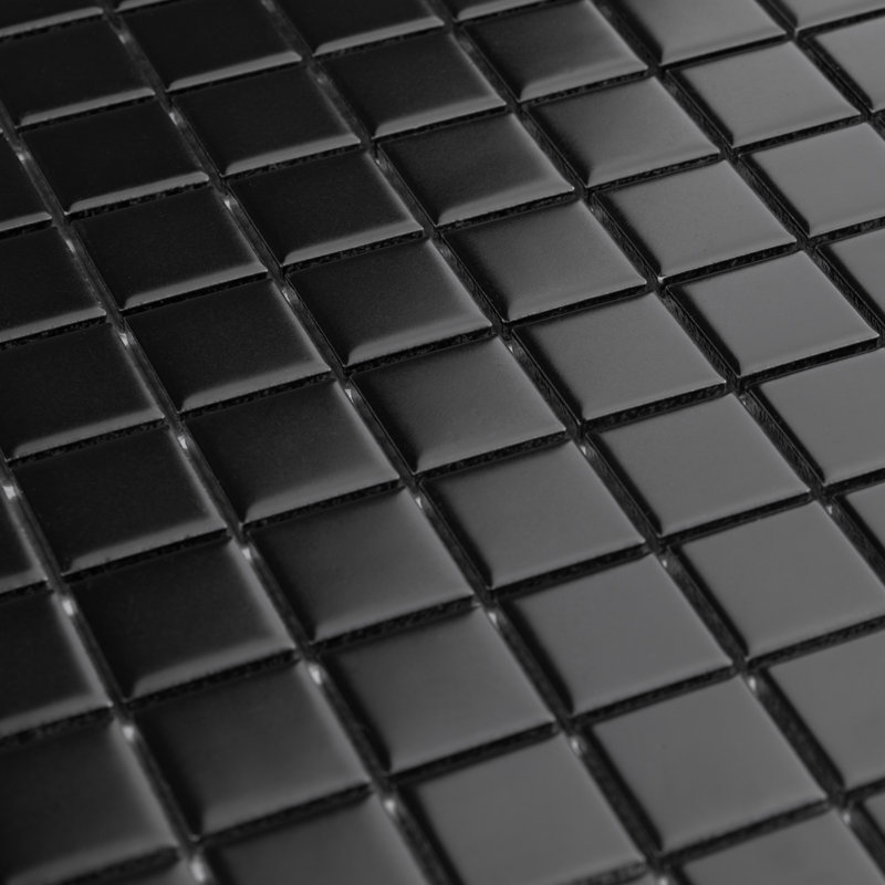 Metro 1" Square 10-3/4" x 11-3/4" Porcelain Mosaic Floor and Wall Tile, Matte Black