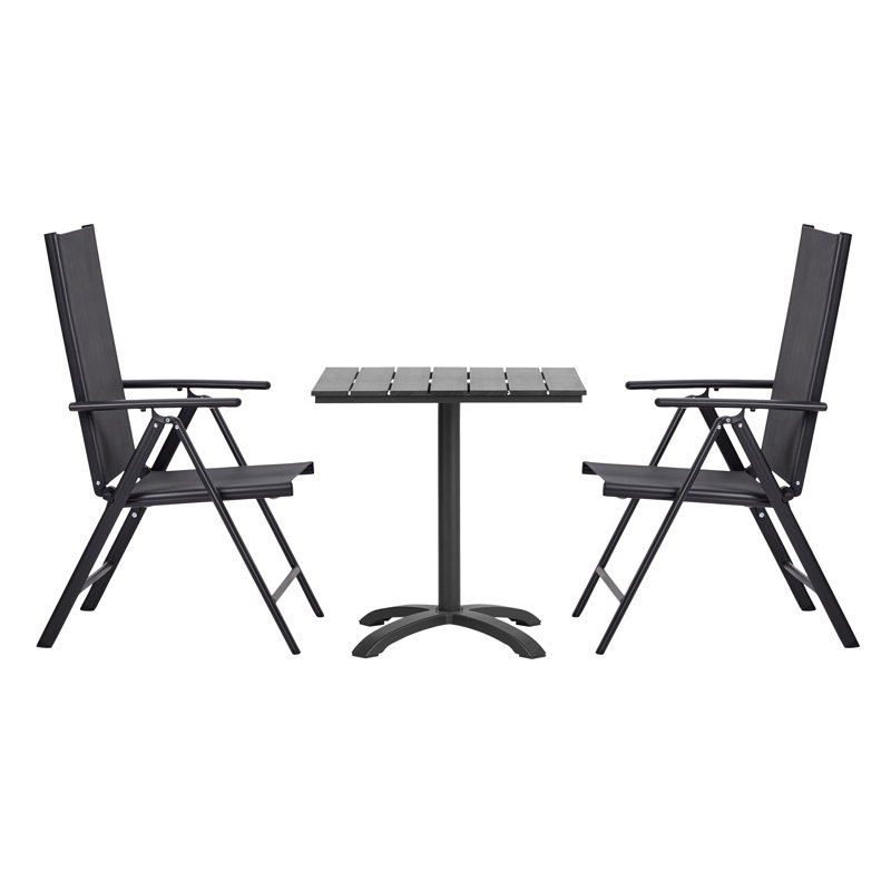 Low Key 2 - Person Patio Dining Set with Square Table, Black
