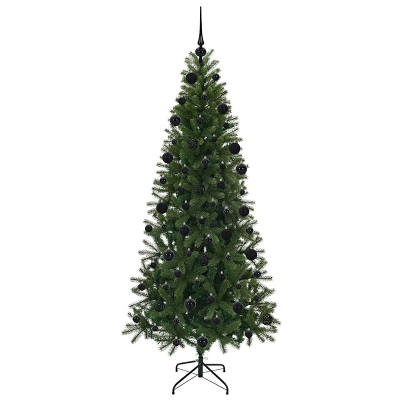 Artificial Christmas Tree with 300 LEDs  PE and PVC, 6.89' H, Black