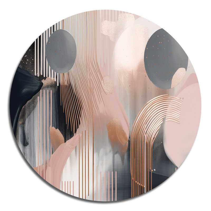 Whispers Of Marble II - Art mural rond abstrait en marbre sur métal, H 36 po x l 36 po x P 1 po