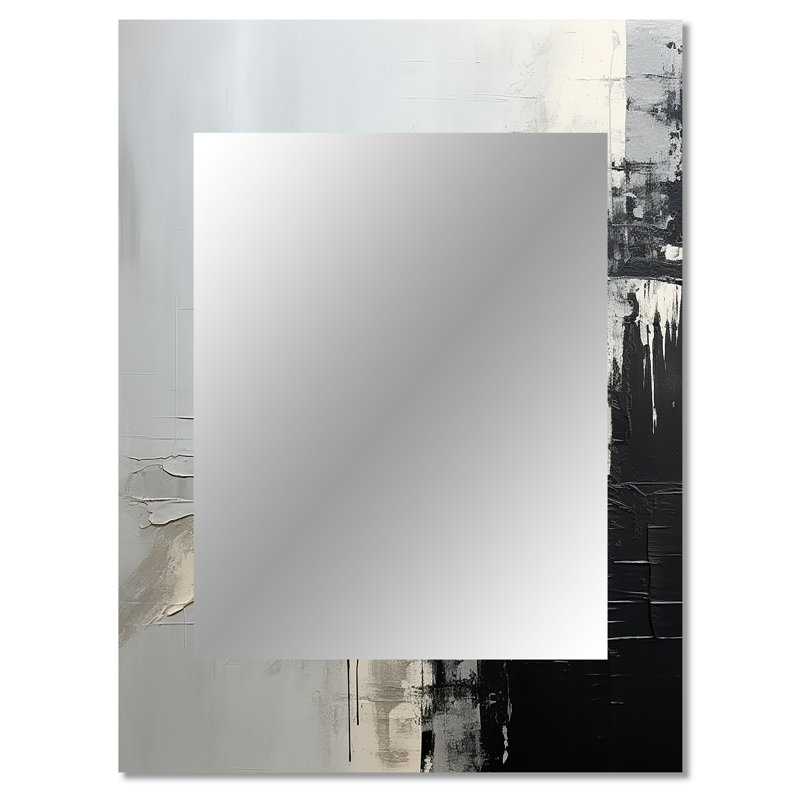 Grey And Black Paint Corner - Abstract Decorative Wall Mirror, Modern Large Mirror, Printed Metal Art, 40" x 30"