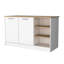 Îlot de cuisine à 2 portes avec grand espace de rangement en blanc moderne et en frêne, d'une hauteur de 35,6 po et d'une largeur de 59 po