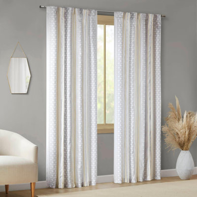 Panneau de rideau en polyester 2 x 50 po x 95 po avec rayures touffetées