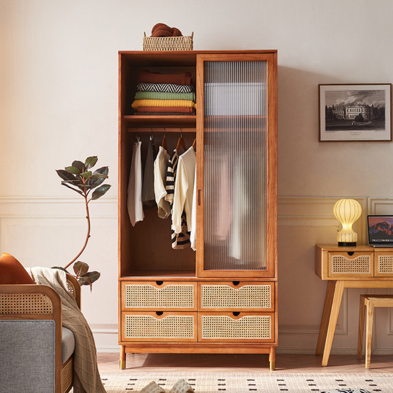 Armoire simple en bois massif de rotin