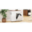 Îlot de cuisine, 47,2 po, avec abattant, 2 tiroirs, et tablette latérale amovible de style, organisateur à 3 casseroles, armoire-poubelle dissimulée blanche à 2 roulettes pour îlot de 47,2 po avec rangement à 9 roulettes