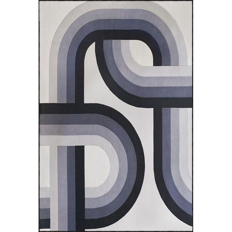 Tapis décoratif bleu marine à motif moderne, Sous-tapis carré 3 pi 3 po inclus