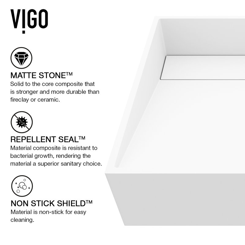 Starr 15" Square White Stone Vessel Sink with Chrome Faucet