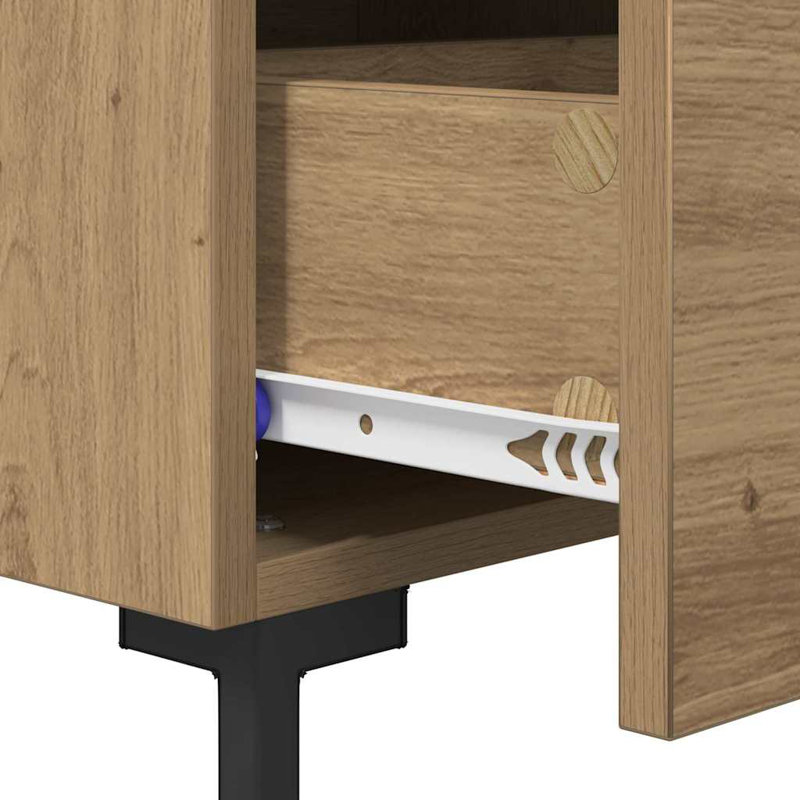 40cm W Manufactured Wood Bedside Table, Artisan Oak