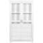 Garde-manger de 44,7 x 20 x 75 pouces, armoire de rangement autoportante avec portes en verre et 4 tiroirs intégrés pour le salon, le bureau personnel, blanc