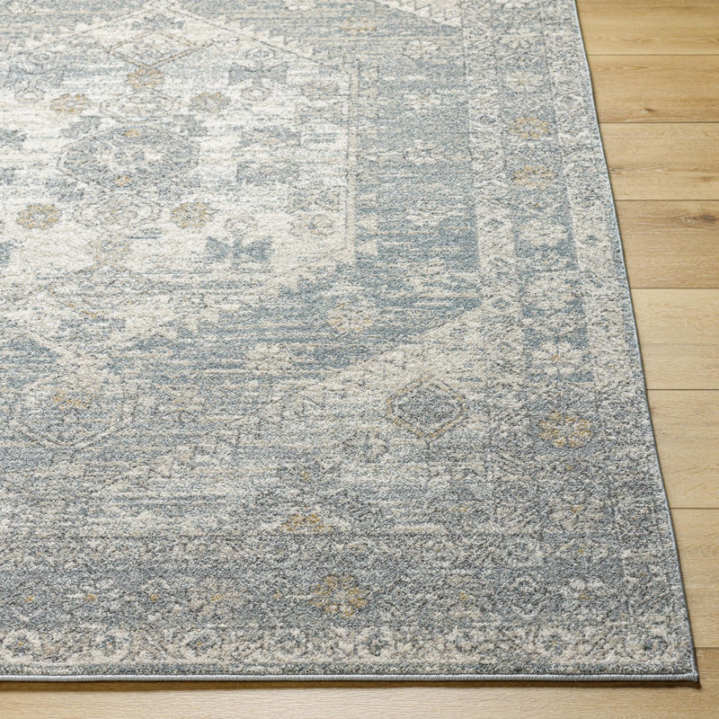 Rectangle Clapham Oriental Machine Woven Polypropylene Area Rug in Light Beige/Gray, Rectangle 5'3" x 7'