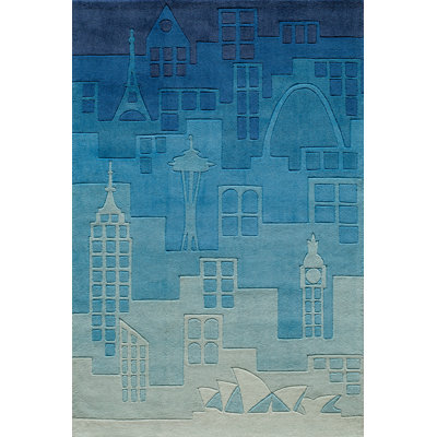 Tapis bleu touffeté à la main Aiyla