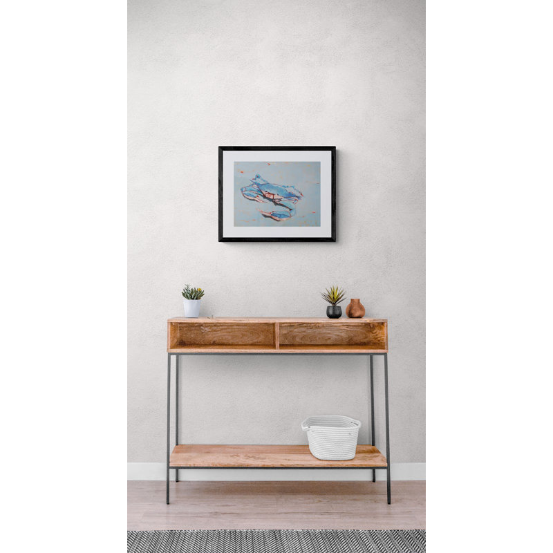 «Blue Crab 1» par Phyllis Adams - peinture encadrée, H 17,25 po x l 21,25 po