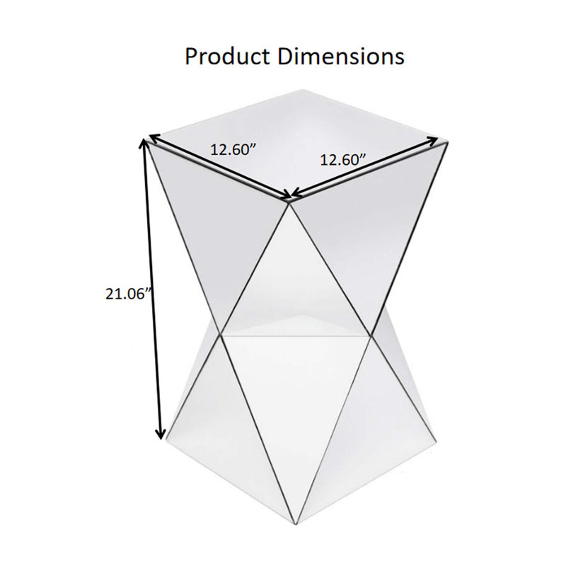 Silver Mirrored Geometric Accent Table