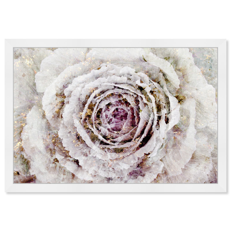 Hiver, fleur de New York - peinture sur papier, Cadre blanc, H 18 po x l 26 po