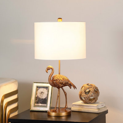 Lampe de table 26 po en résine flamant doré mat