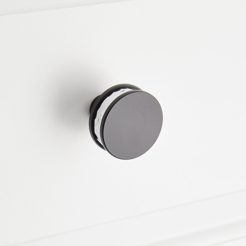 Poignée d'armoire ronde 1-1 / 2 "Lazzara, Noir mat / Chrome poli