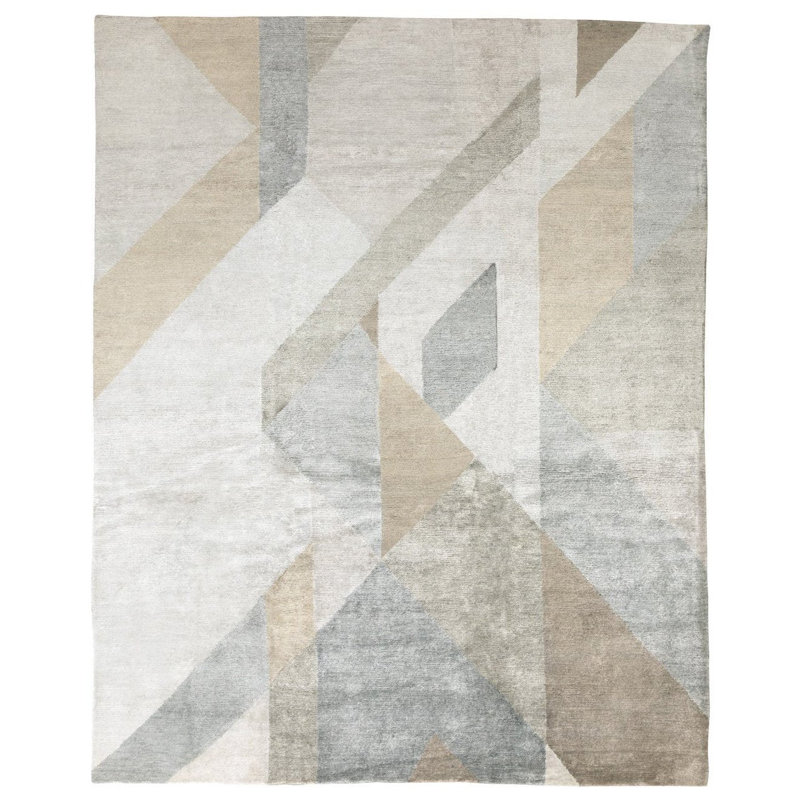 Delano Abstract Area Rug in Beige/Natural/Taupe/White, Rectangle 5'6" x 8'6"