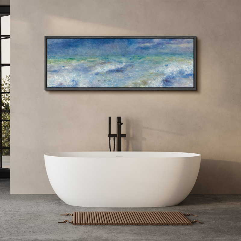 Coastal Beach Serenity At Sea An Impressionist's Vision, H 20 po x l 60 po, Black