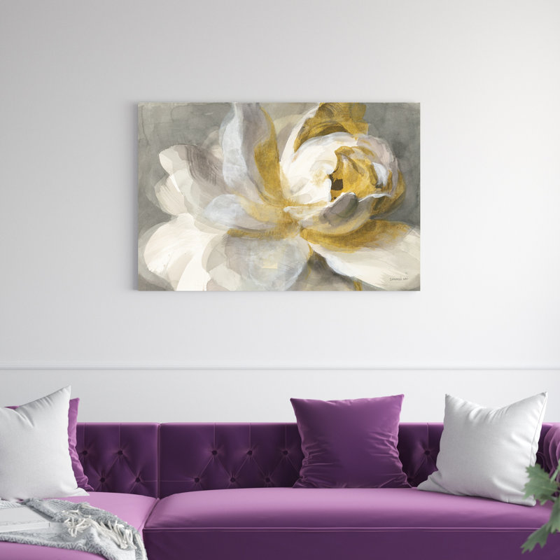 Or rose abstrait, H 12 po x l 18 po, Toile avec cadre, Doré