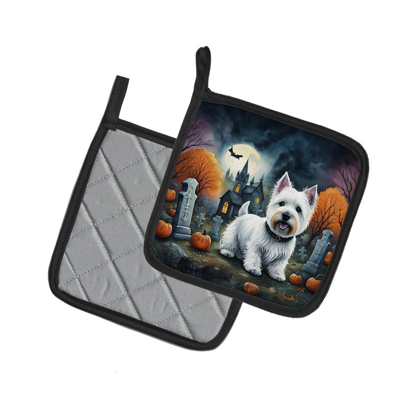 Paire de porte-casseroles Westie Spooky Halloween
