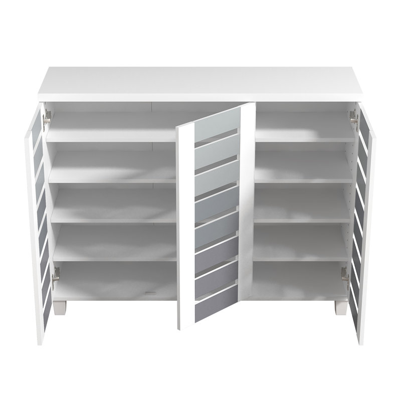 Lismore Shoe Storage Cabinet Up to 20 Pairs, White/Stone Gray/Cool Gray/Night Owl