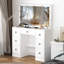 Grand ensemble de coiffeuse avec lumières DEL et table de maquillage avec 7 tiroirs pour la chambre à coucher-1837550281