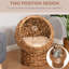 Lit pour chat surélevé à la main, coussin moelleux et panier rotatif, espace enchanteur félin intérieur, H 24 po, lit brun tissé à la main avec coussin, structure rotative, pour chats,