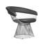 Fauteuil d'appoint en simili-cuir noir moderne Pangea Home Fern avec base en fil métallique argenté - Fauteuil contemporain pour le salon ou la salle à manger-754492071-754492070