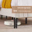 Structure de lit plateforme en tissu d'ameublement grand format beige avec tête de lit réglable en hauteur, conception silencieuse et sans sommier tapissier-282332918-307080108