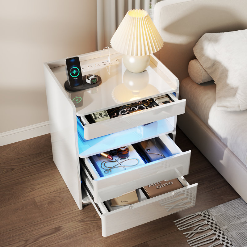 51 cm W Bedside Table, White