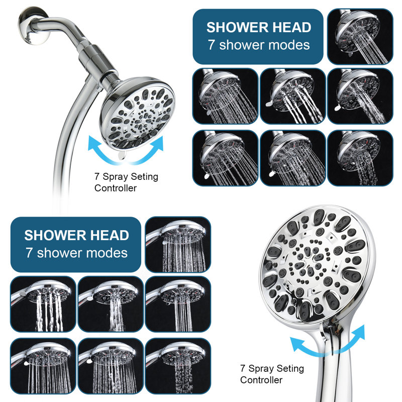 Slide Bar Combo Rain Showerhead,dual Shower Head Spa System,rough-in Valve Included, Chrome