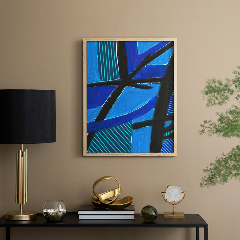 Reproduction encadrée Inv fondés bleus II - bois massif, H 11 po x l 9 po