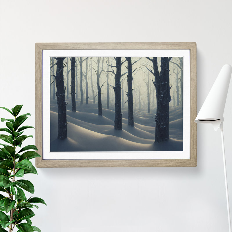 Brave Winter Forest - Single Picture Frame Print, 34cm H x 46cm W x 2cm D, Oak Framed