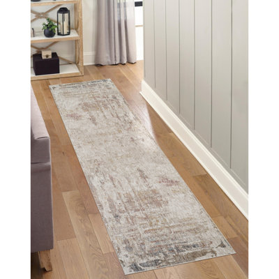 Tapis turc moderne à motif abstrait Seaon Easton 3 pi x 10 pi avec frange Sealy