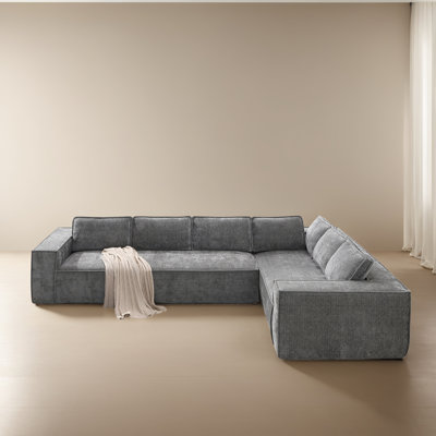 129.52" Upholstered L Shaped Sleeper Sectional Sofa Bed with Chaise Lounge for Living Room
