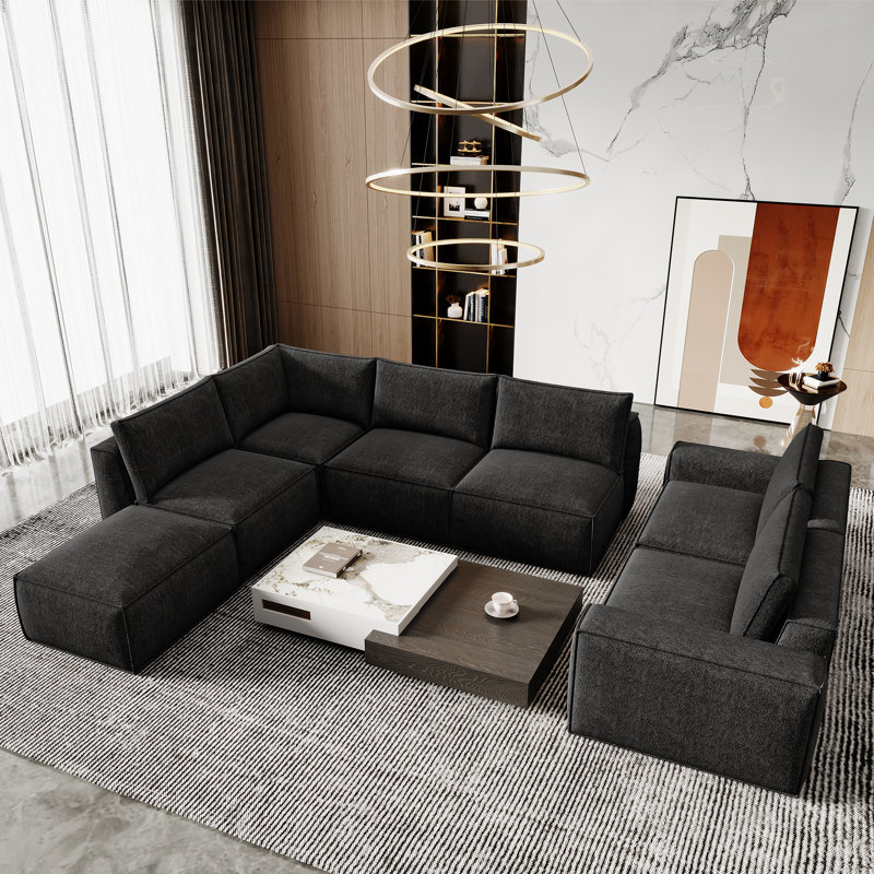 Canapé modulaire Chenille, Chenille noir