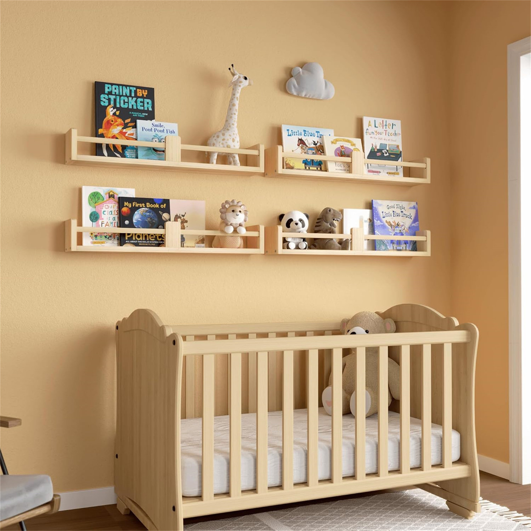 Ebern Designs 24-Inch Nursery Bookshelves – Floating Storage Rack Set ...