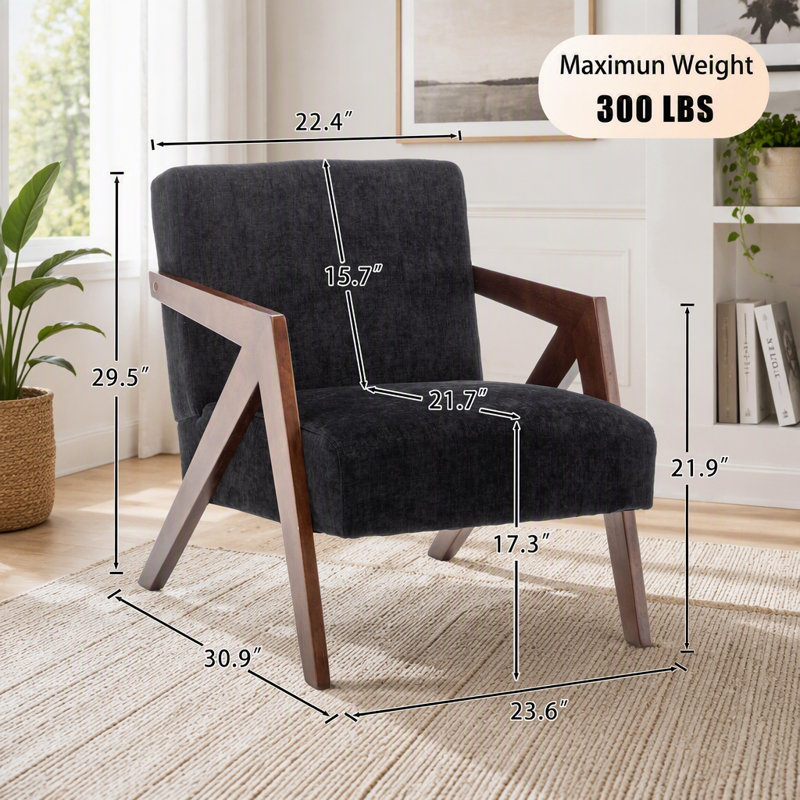 Fauteuil Mid-Century, Chenille gris pâle