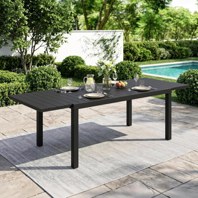 Table de salle à manger extensible pour terrasse de 60 à 83 pouces, en PEHD / aluminium pour 4 à 8 personnes