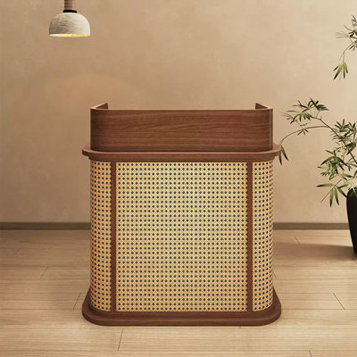 Mid-Century Modern Rectangular Manufactured Wood Reception Desk