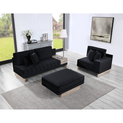 Canapé modulaire en velours noir avec rangement, charge et caractéristiques réversibles Canapé modulaire: 4 tiroirs