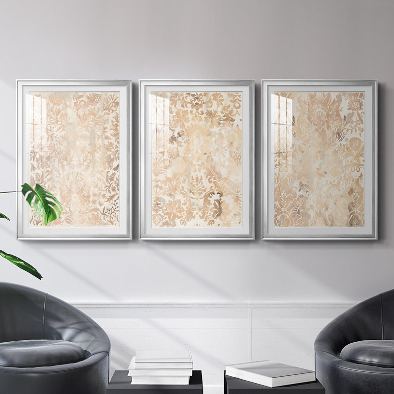 Noyer damassé I, reproduction encadrée de qualité supérieure - prête à être accrochée, H 36,5 po x l 53 po x P 2,5 po