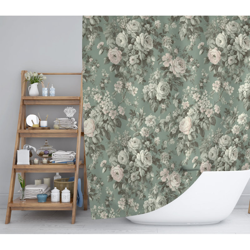 Gradislava Floral and Abstract Shower Curtain, 93" H x 70" W