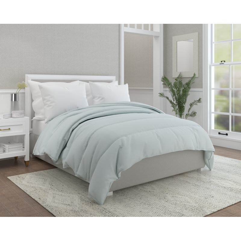 300tc Cotton Sateen Down Alternative Comforter, Blue, Queen Comforter