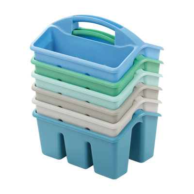 ECR4Kids 4-Compartment Small Plastic Caddy, Multipurpose Organization, 6-Pack