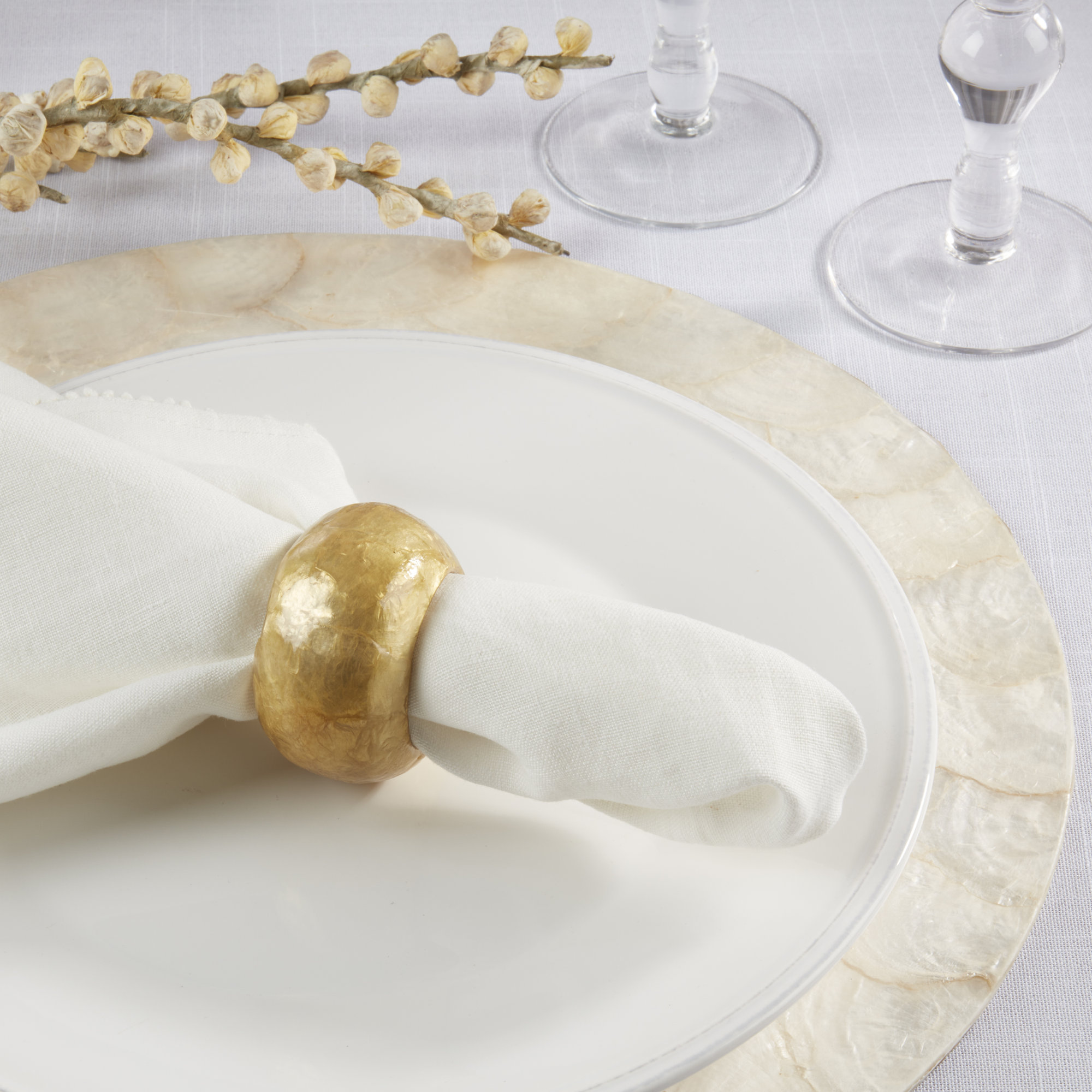 Textured Capiz Napkin Ring (Set of 4), Gold