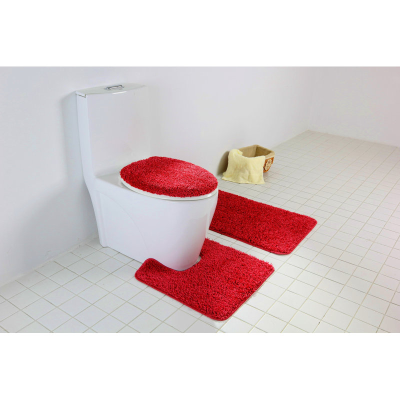 Saveion Non-Slip Bath Rug, Red